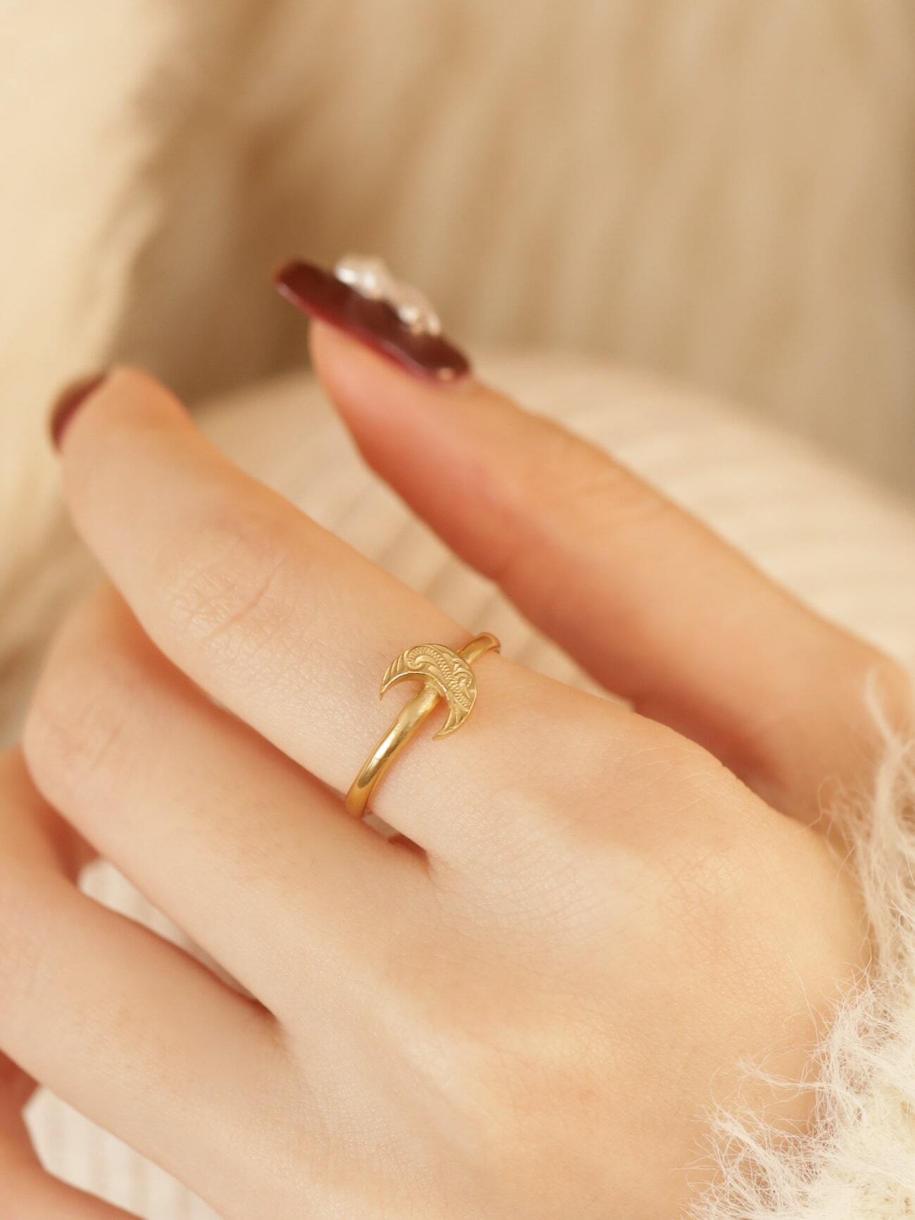 316L hawaiian moon ring #r08