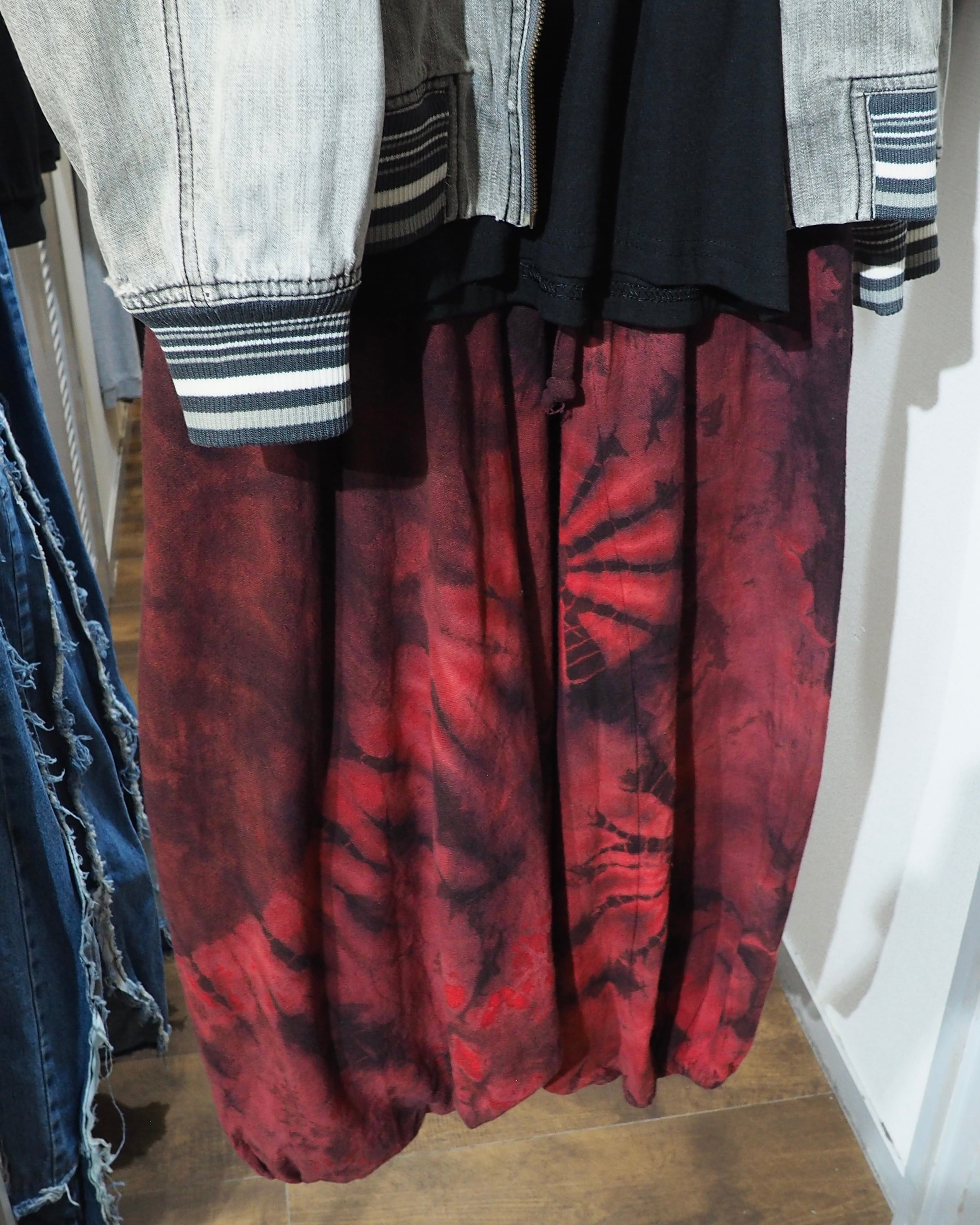 " 染色 " Beautiful Dark Bordeaux Over Dyed Sarouel Pants