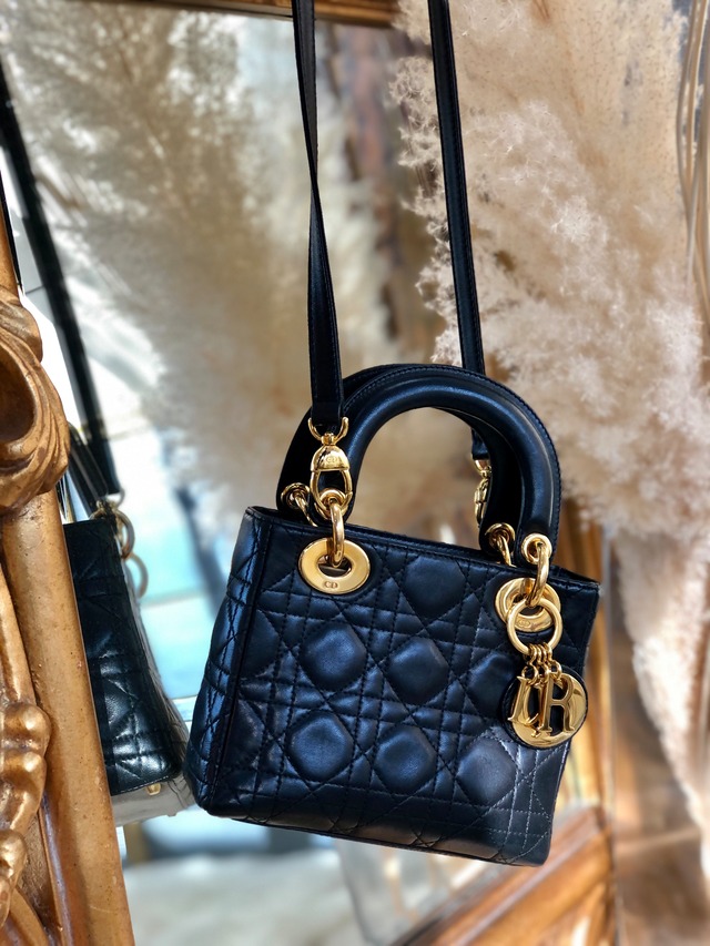 Christian Dior クリスチャン ディオール　レディディオール　カナージュ　レザー　ミニバッグ　2WAY　ショルダーバッグ　ブラック　7tgg5g