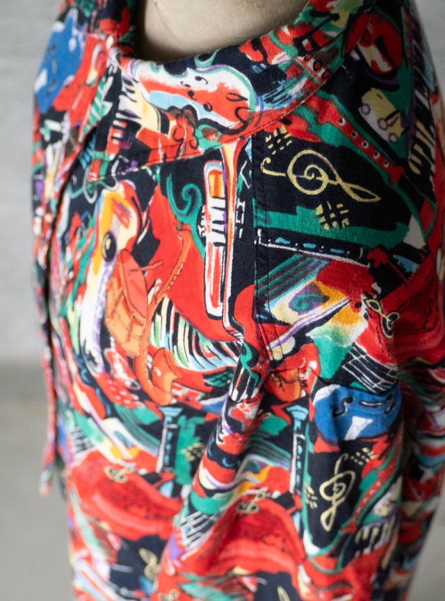 "TAKE TWO Clothing Co." 1990s Allover music print jacket