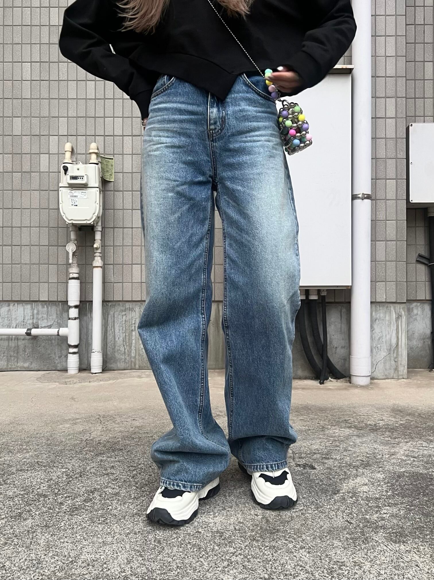 【HOLY IN CODE】stitch widestraight PT