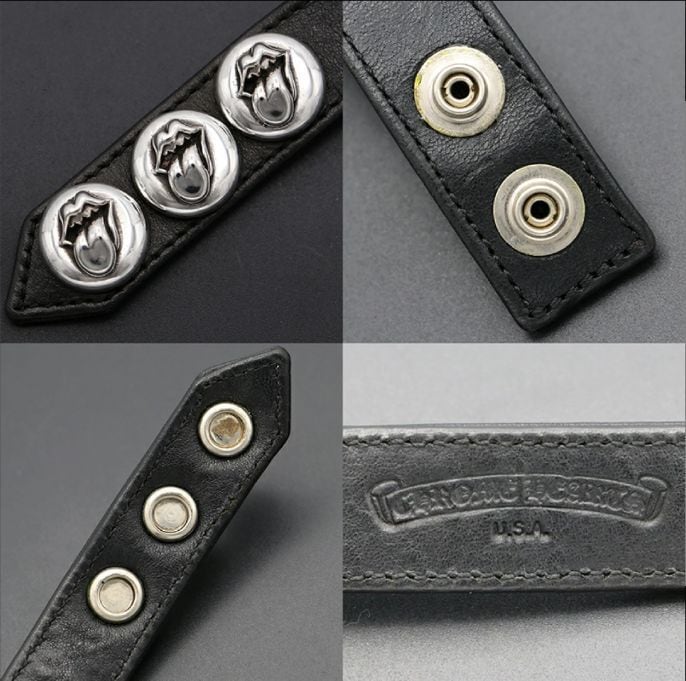 CHROME HEARTS クロムハーツ リップ＆タン レザーブレスレット