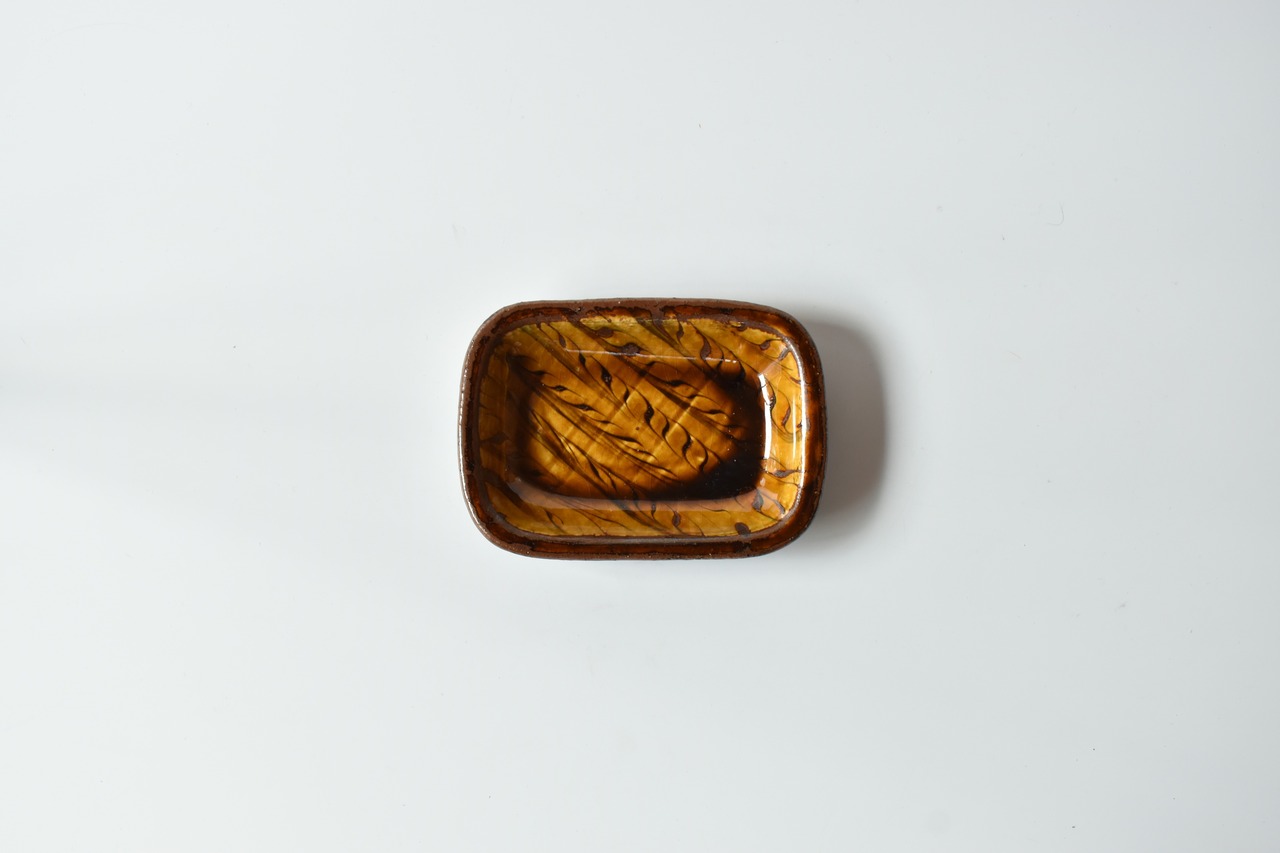 小代焼ふもと窯 / 井上尚之 : 長角皿 (特小) スリップウェア