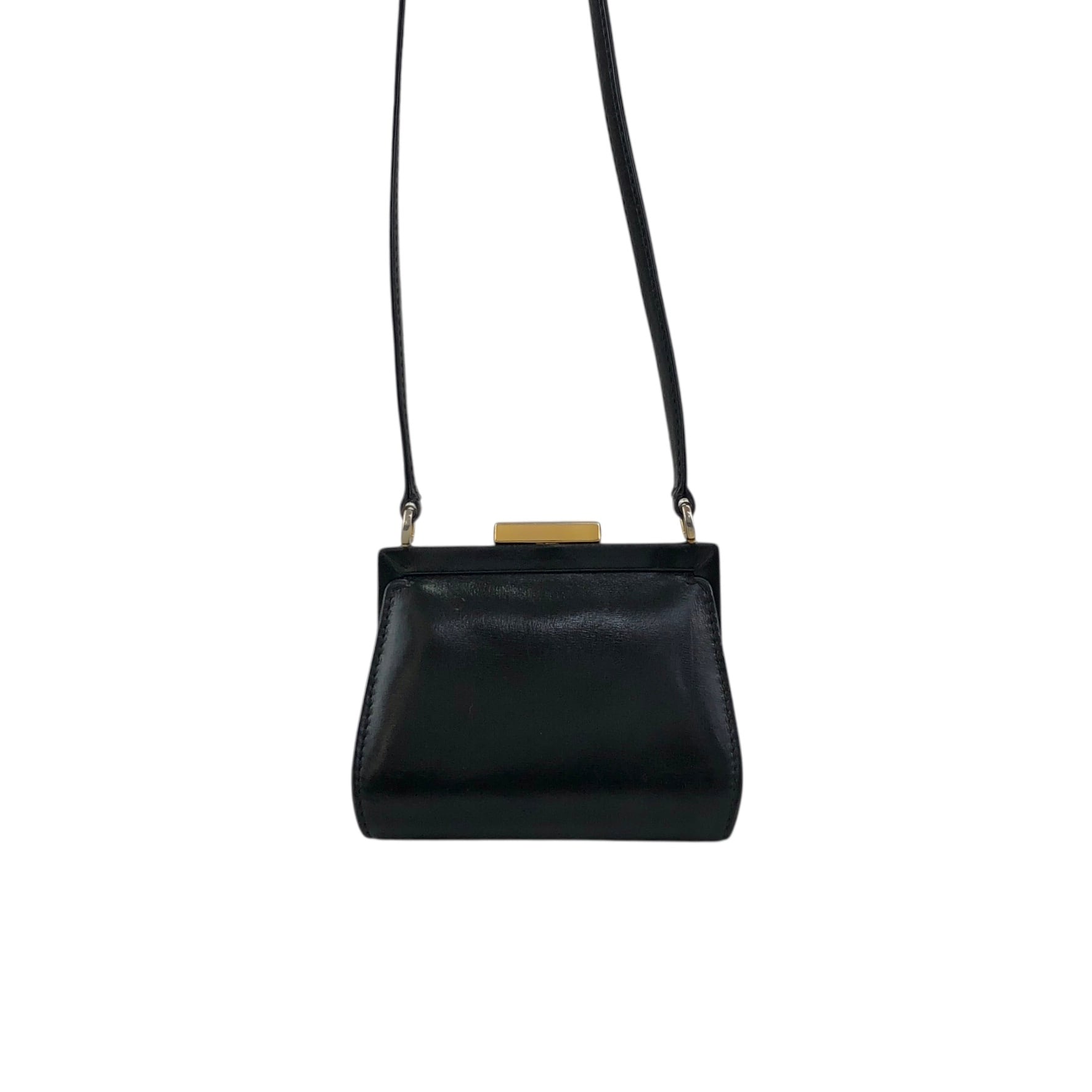 GUCCI グッチ ショルダーバッグ ブラック ロゴ レザー がま口 ミニ