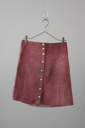 pink suède leather mini skirt