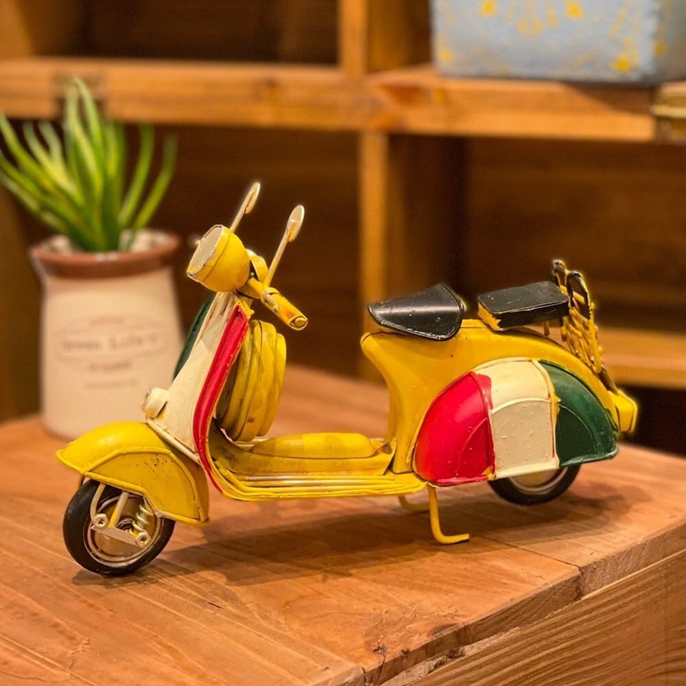 ブリキ バイク ベスパ トリコロール 赤 黄色 w18218 アンティーク