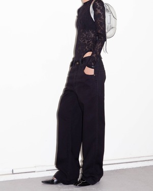 2000s Wrangler - "DENIMZ" wide leg black jeans