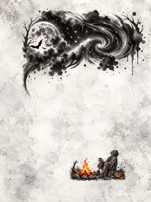 Halloween Zombie | 5400×7200px・600dpi・約50MB 高解像度PNG｜Digital Download Ink Wash Digital Art【デジタルダウンロード】夜空シリーズアート