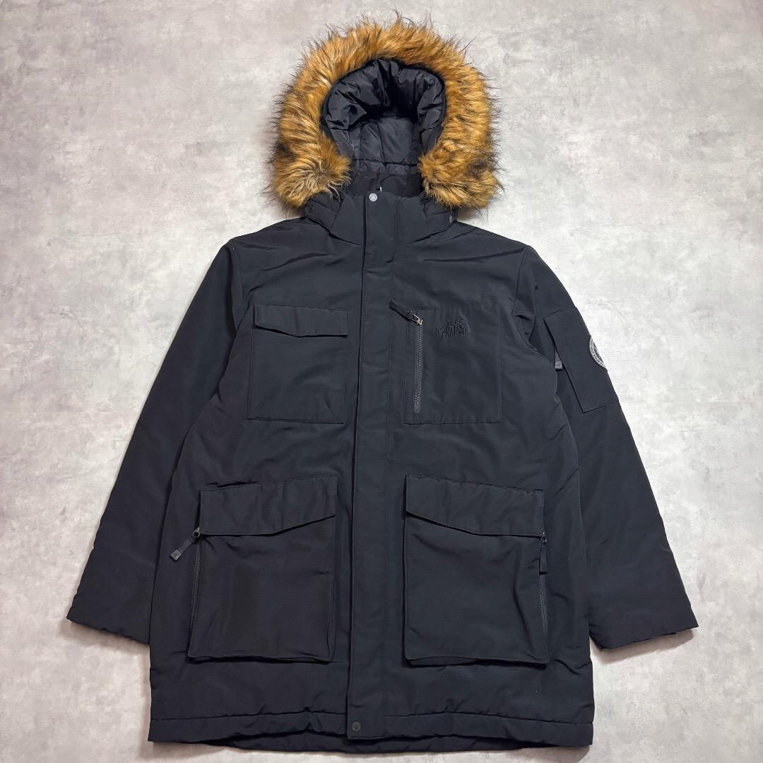 ノースフェイス ダウンジャケット 古着 刺繍 マクマード 2XL 黒 17366