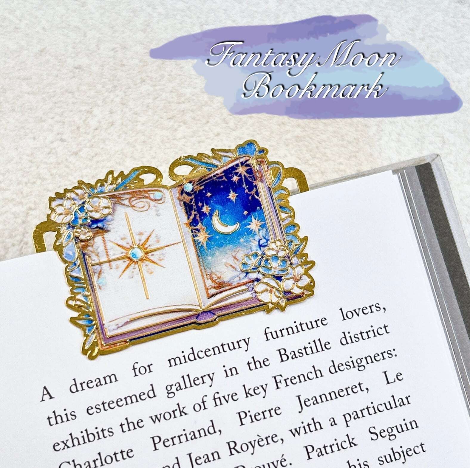 ファンタジー ムーン ブック マーク 】1枚 しおり 栞 読書 本 月 夢 花
