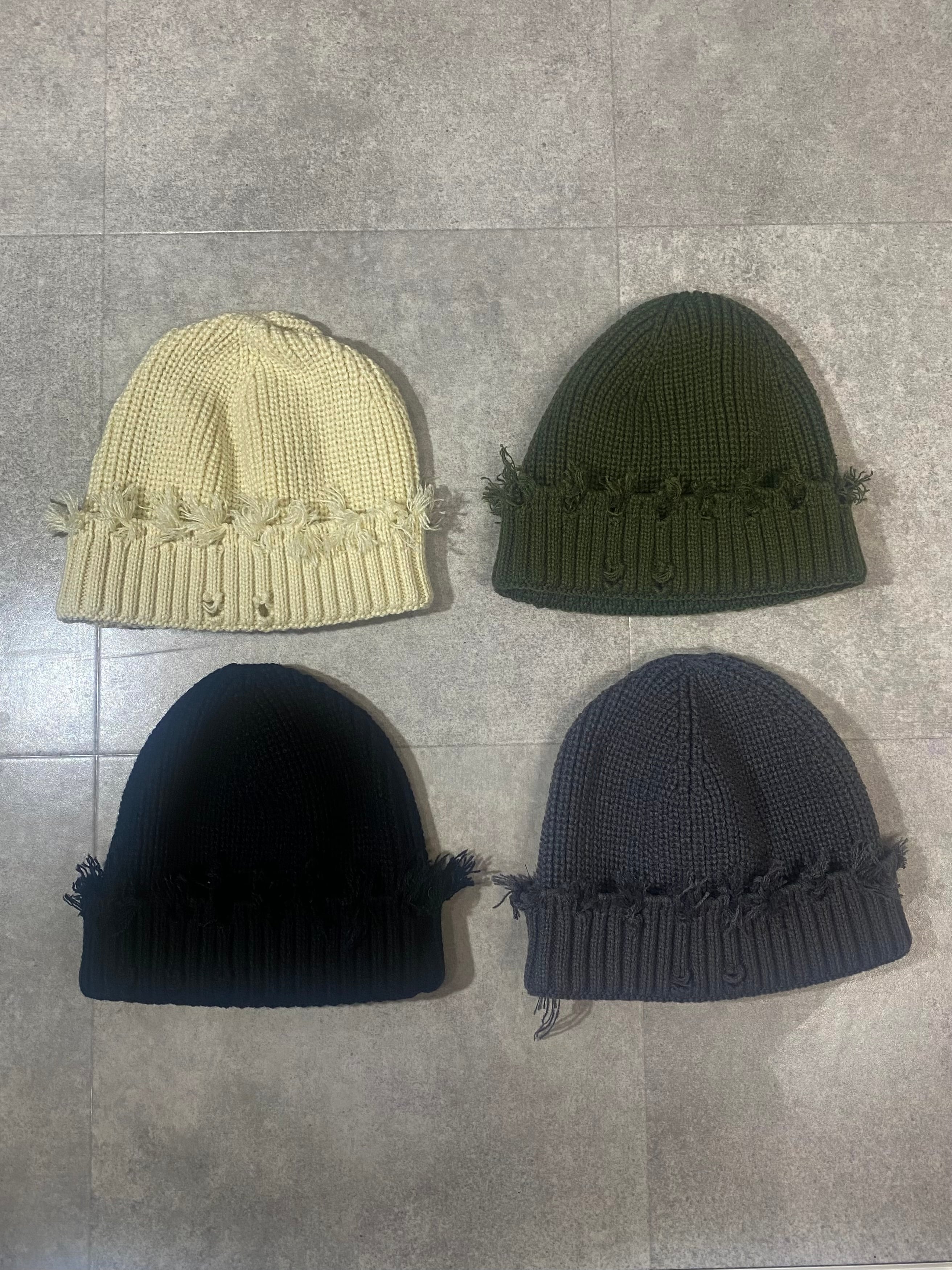 ダメージビーニー #4カラー ニットキャップ 【ユニセックス/韓国 ダメージビーニー #4カラー ニットキャップ 【ユニセックス/韓国