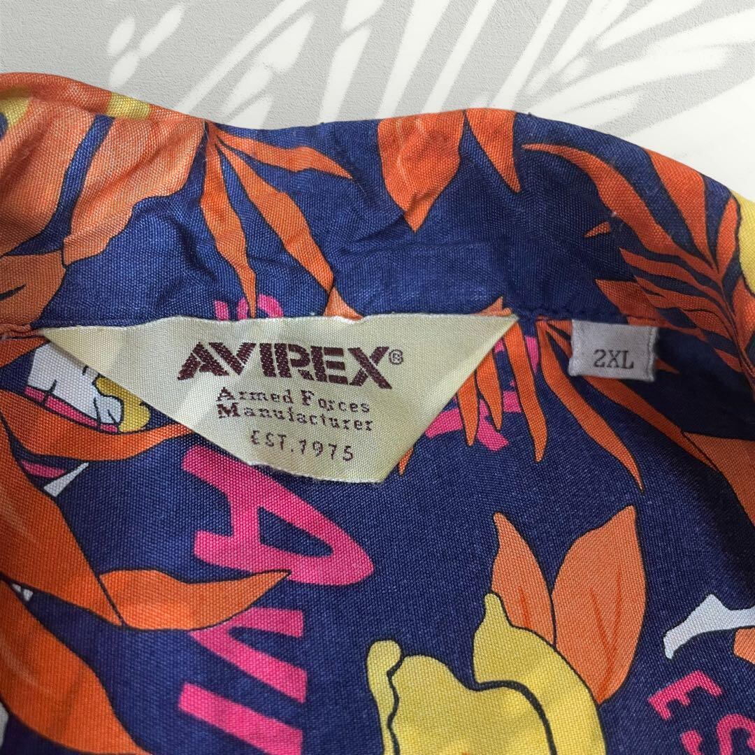 夏・お店屋さん 美品 AVIREX アヴィレックス レーヨン 花柄 アロハ