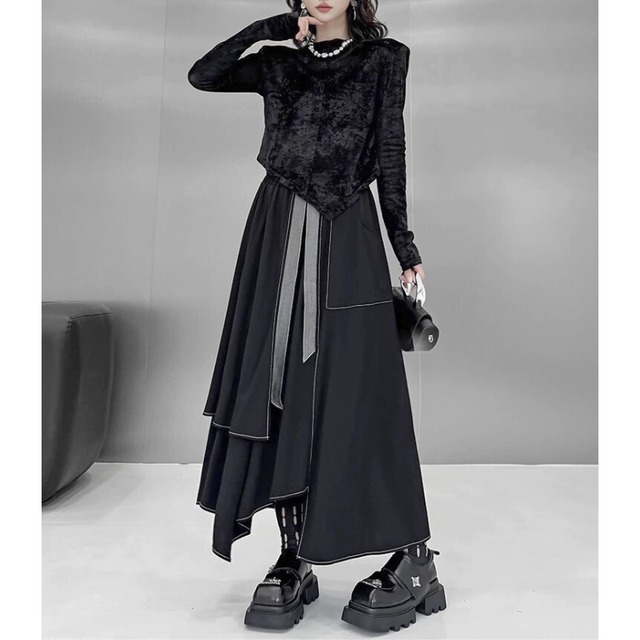 Layered asymmetry pocket skirt C1260