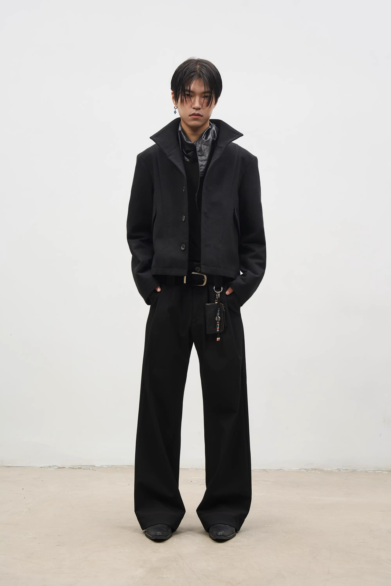 SOUTHFISH Vintage Stand Collar Cropped Jacket