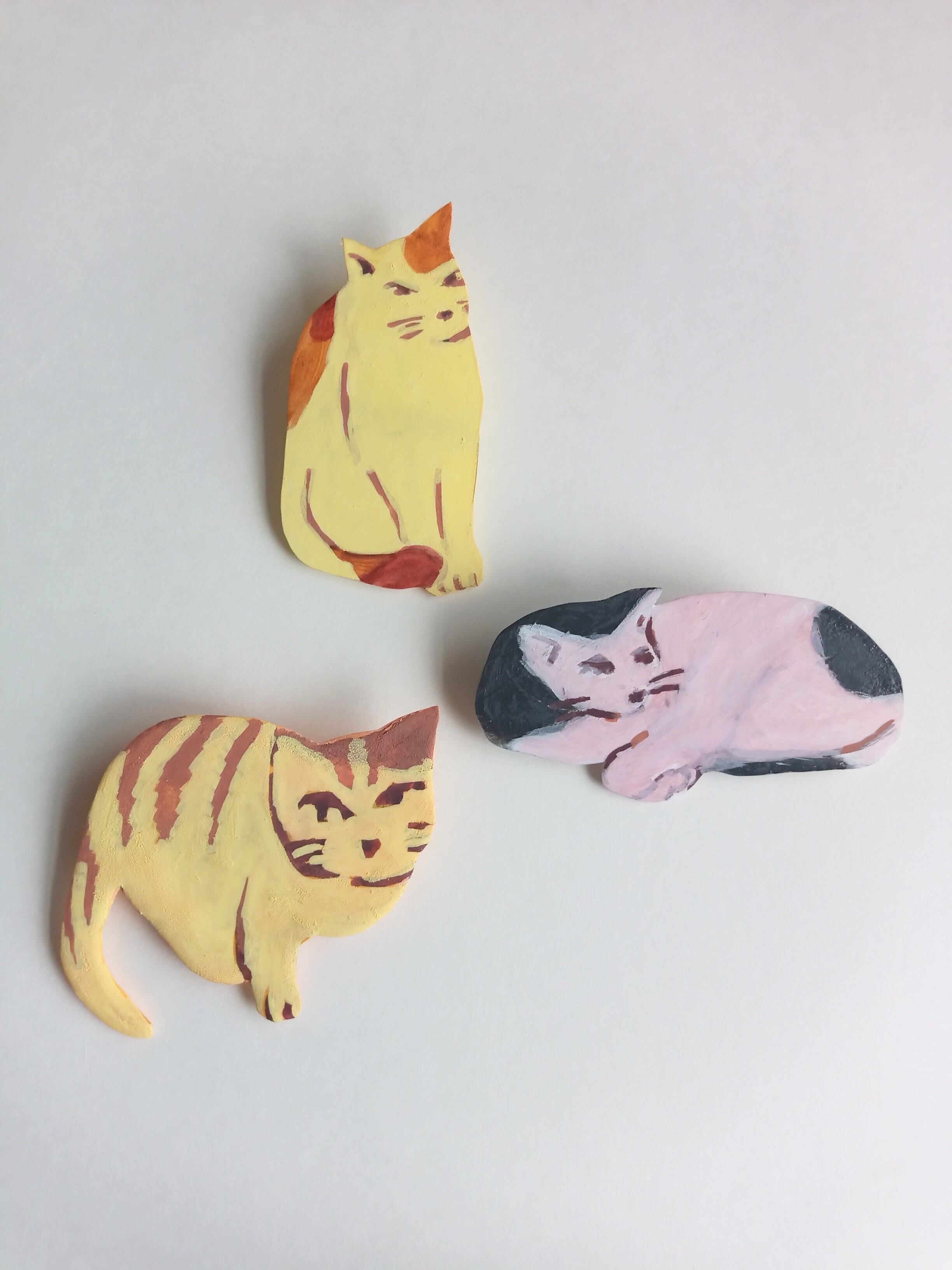 ヘンテコ　ブローチ　「ねこ」