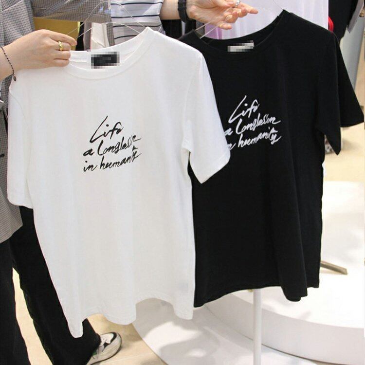 ❖KOREA ラウンドネックプリントTシャツ シャツ カジュアルカラー薄手