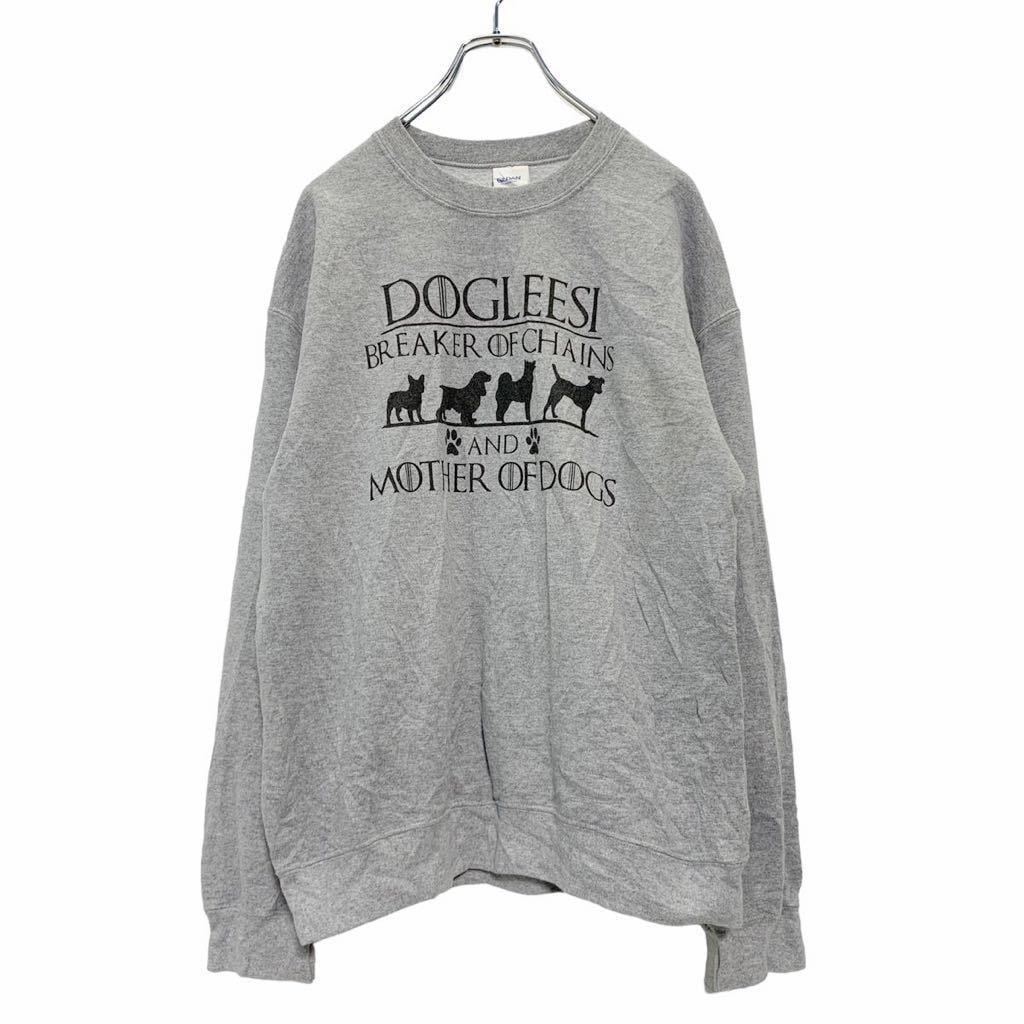 GILDAN プリント スウェット トレーナー M グレー ギルダン DOGLEESI