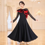 社交ダンス 衣装 Sanline サンリーヌ ドレス スタンダード ブラック系 レッド系 ワンピース 赤 黒 長袖 レース レッスンウェア バイカラー シンプル スタイリッシュ フォーマル パーティドレス ダンスパーティー ステージ衣装 舞台衣装 発表会 上品 気品 エレガント かわいい 大人っぽい 9R ワンピースドレス レースワンピース 長袖ドレス バイカラードレス パーティー衣装 フォーマルドレス ステージドレス 発表会ドレス レッスン用 社交ダンスレッスン 競技用 ブラック×レッド 日本製
