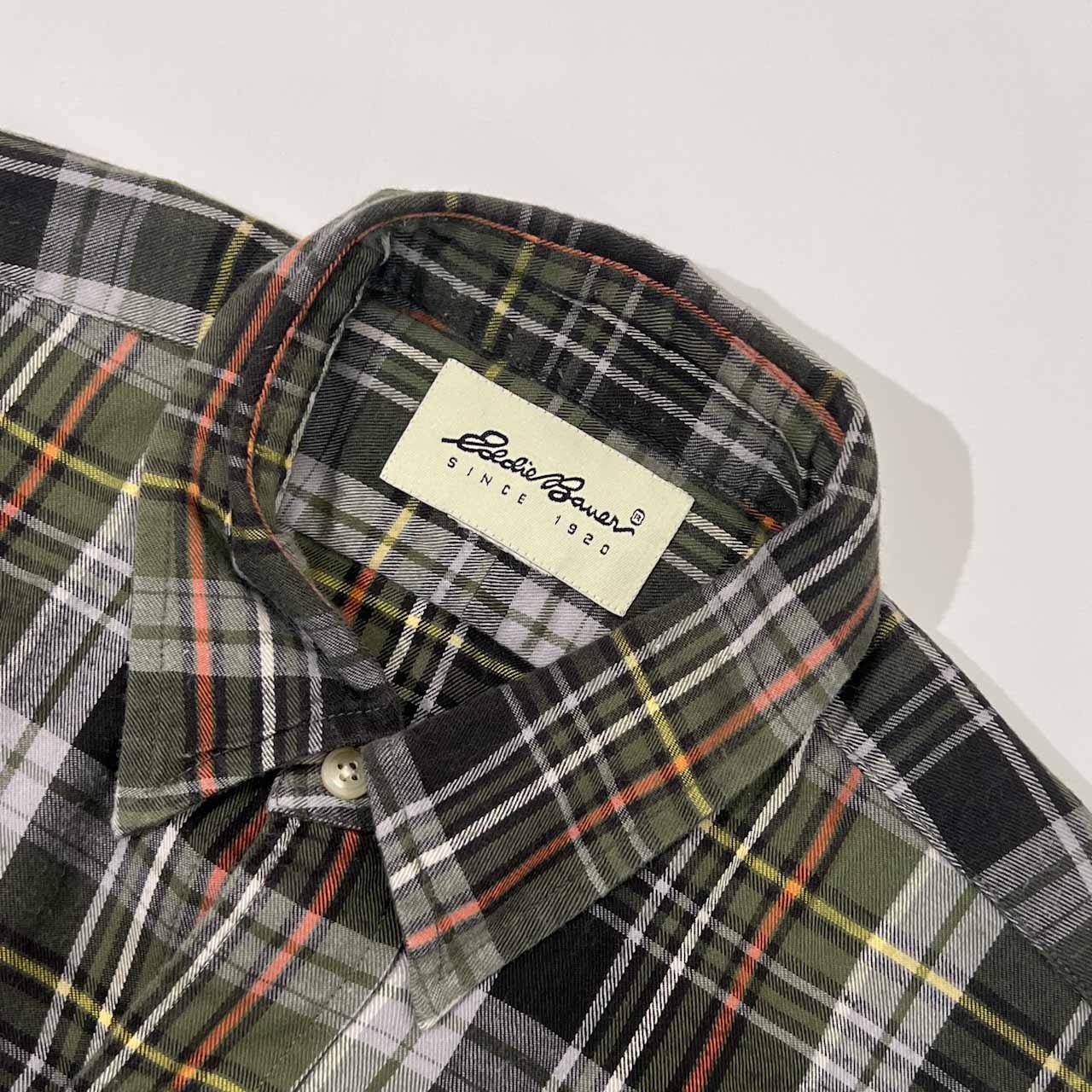 90s Eddie Bauer エディーバウアー チェック 長袖 ネルシャツ/マルチ メンズ アウトドア ビンテージ