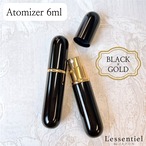【 香水 アトマイザー スプレー容器 】1本 6ml ブラック ゴールド 噴射 フレグランス 化粧水 美容 ミスト 簡単 上品 高級 大人 携帯 持ち運び 旅行 軽量 スリム コンパクト 手作り ハンドメイド おしゃれ シンプル