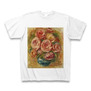 バラの花瓶（オーギュスト・ルノワール）：厳選名画Tシャツコレクション（ホワイト）・世界の美術作品名画グッズ【安心の送料込・税込】