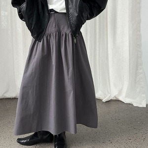 switching gathered long skirt J00024