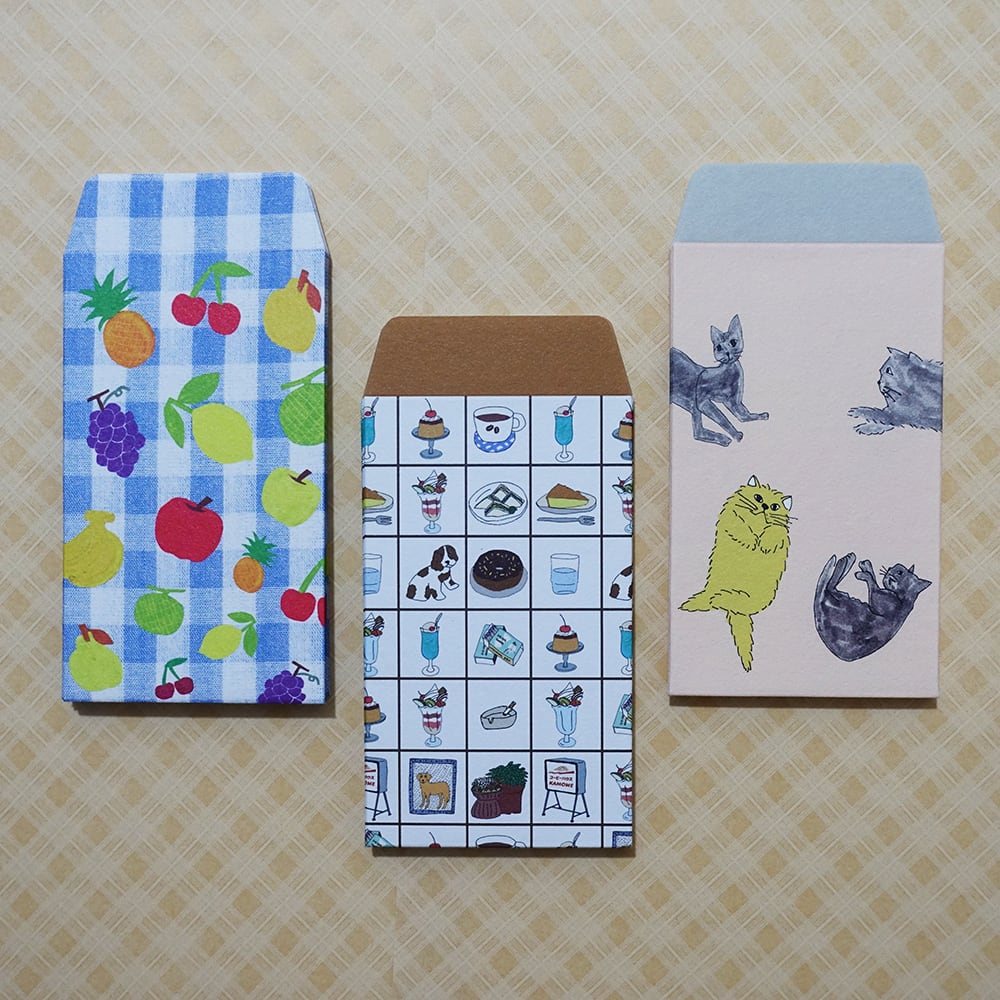 ぽち袋（ミニ封筒） フルーツ、ネコ、喫茶店 | Kanagawa Kamome Online