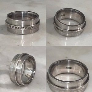 BURBERRY silver logo ring