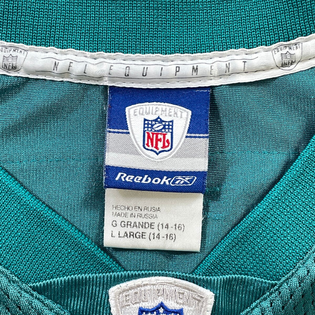 リーボック×NFLドルフィンズ刺繍アメフトゲームシャツ 白　XL ビッグサイズ Reebok リーボック NFL アメフト メッシュ ゲームシャツ