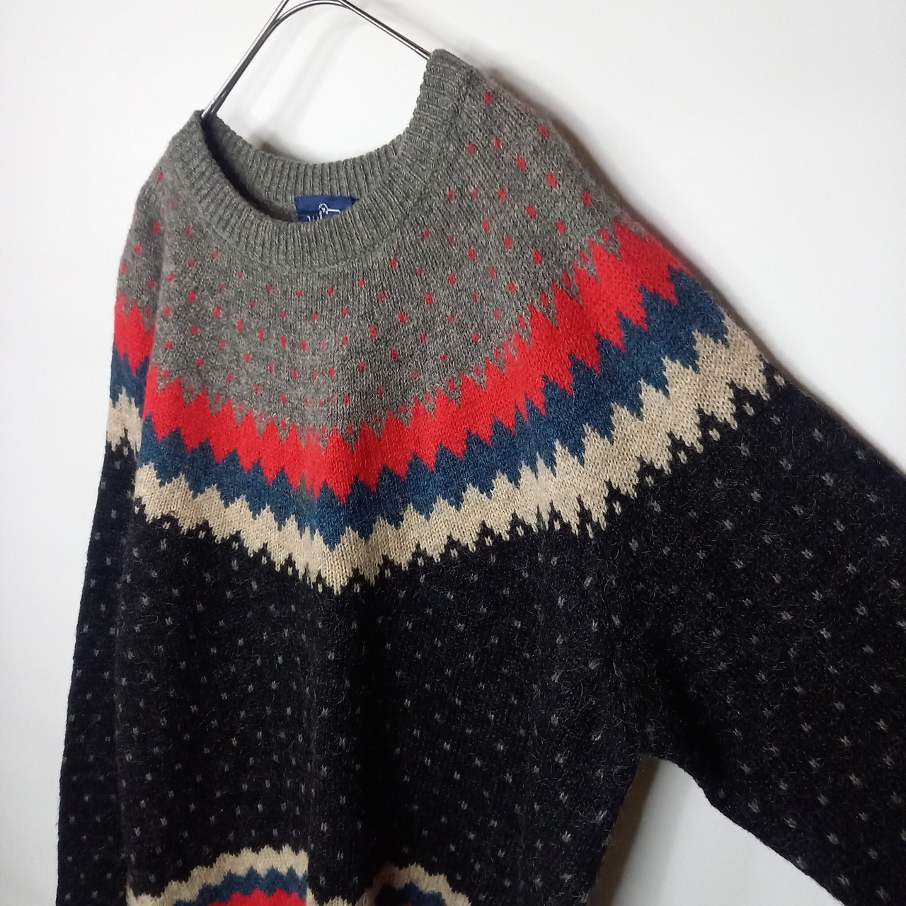 ウールリッチ　モヘア　バーズアイニット　セーター　ノルディック　ブラック　XL