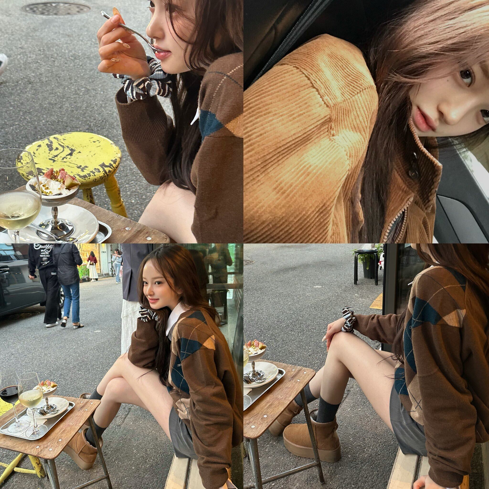 ☆IVE ユジン 着用！！【GROVE】MOMO ARGYLE KNIT (BROWN) | もごつ