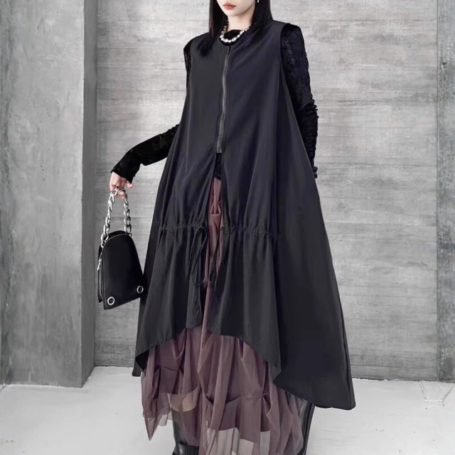 Asymmetrical hemline wrap design sleeveless vest C1012