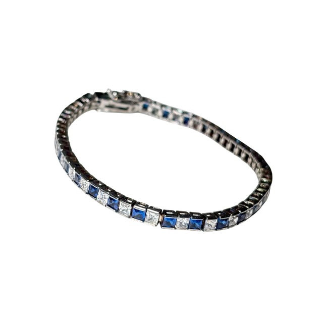 vintage silver blue grass tennis bracelet