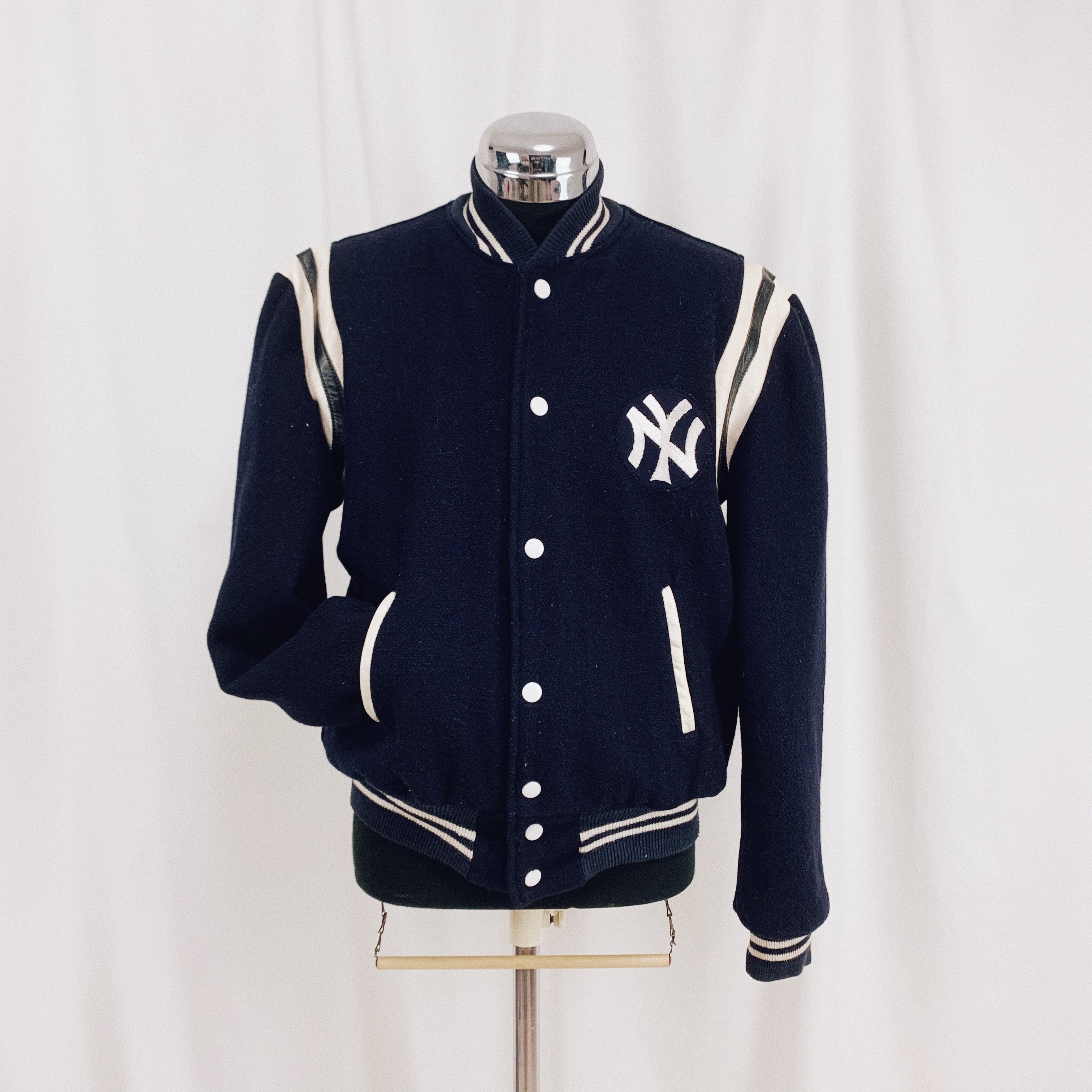 50's ヴィンテージ New York Yankees ウール×レザー仕上げロゴ刺繍