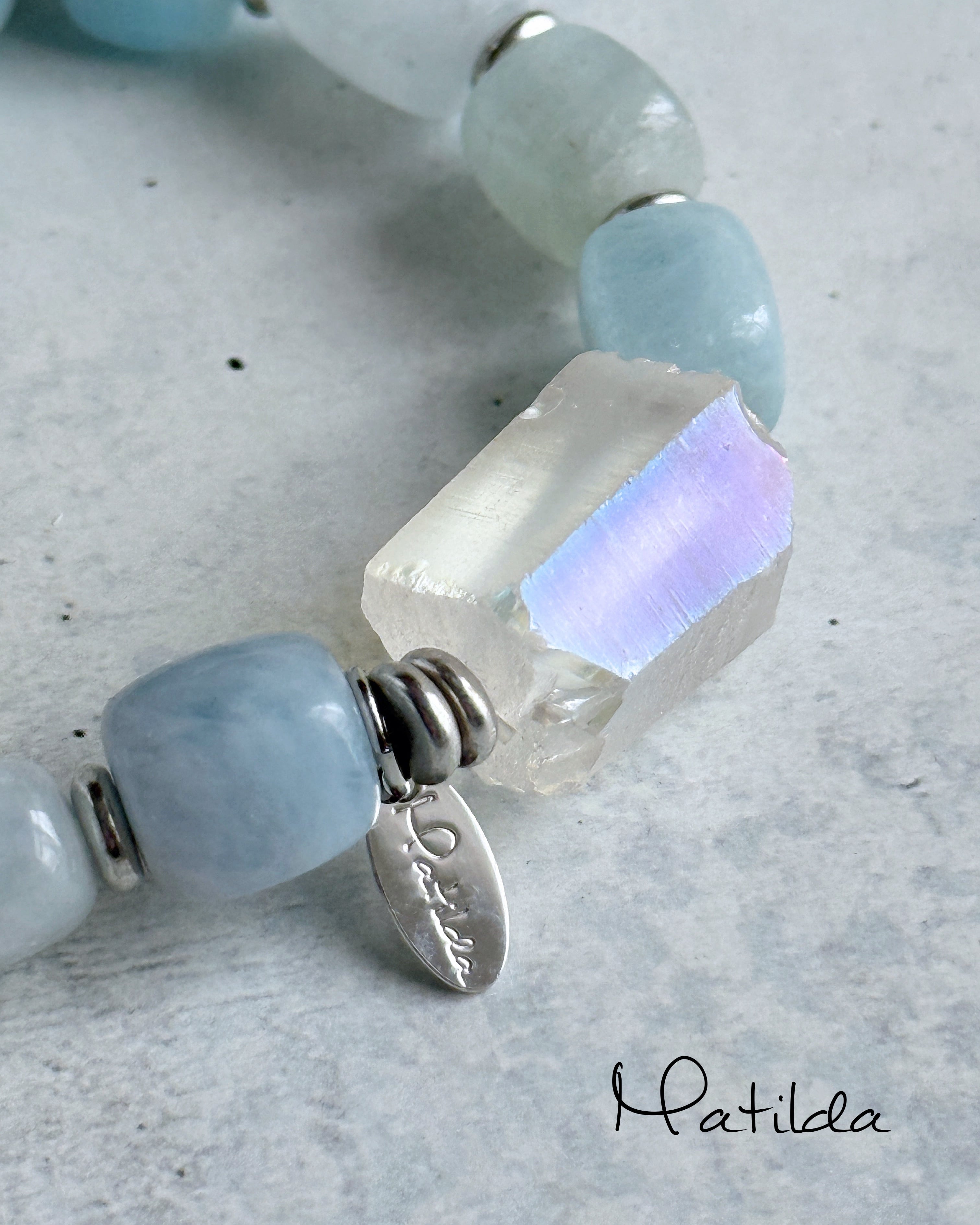 bicolor bracelet(アクアマリン×クォーツ)