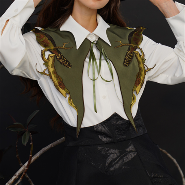 【Camoooni】鳥モチーフ付け襟　10359