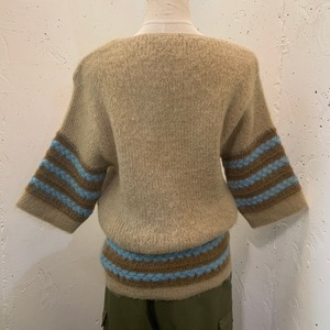 VINTAGE 60's beige point blue mohair sweater