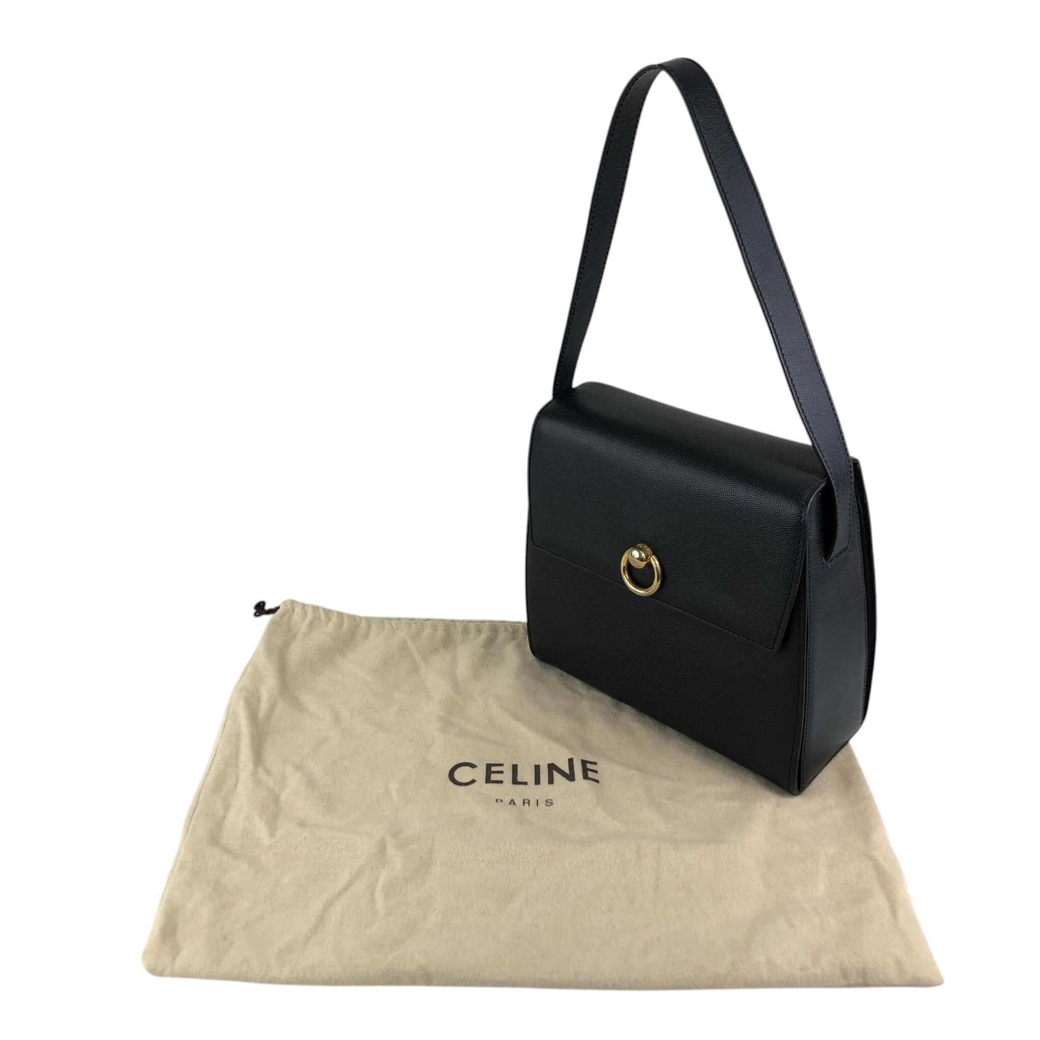 CELINE セリーヌ ショルダーバッグ ブラック サークル レザー ワン