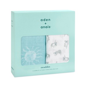 【努力特価】aden + anais エイデンアンドアネイ おくるみ ナウアンドゼン 2枚セット 120×120cm モスリンコットン スワドル 新生児 出産祝い SWADABASWC20014J