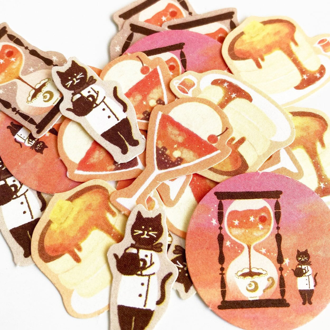 古川紙工 和紙フレークシール 夕方 SORA CAFE 黒猫 | 文具雑貨 RAIN