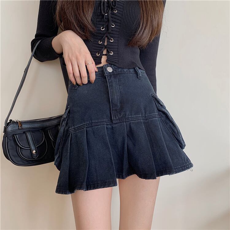 ウェストスカート サマープリーツ薄手Aラインショート 夏物 モンロー45419806005