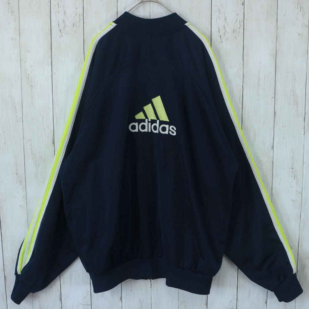 adidas◇90S/トラックジャケット/デサント製/ジャージ/L/ポリエステル 