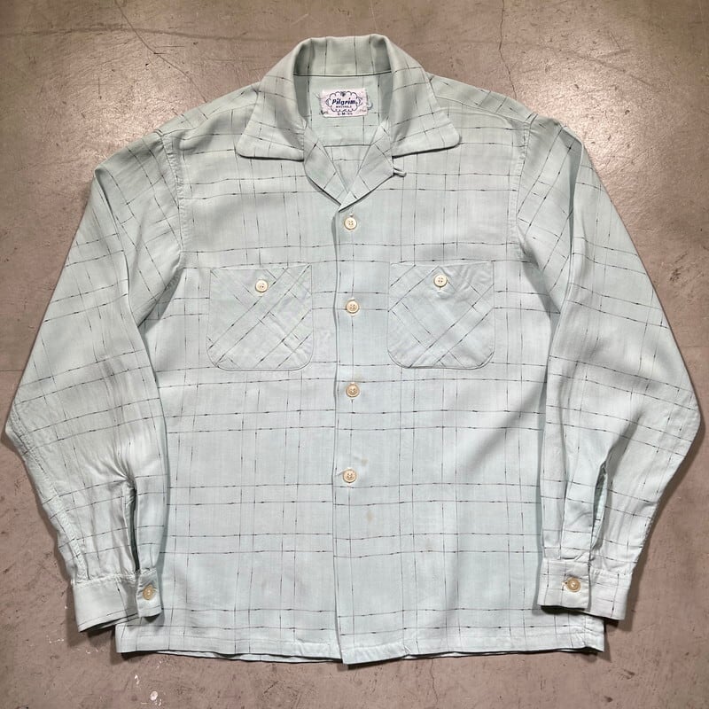 60s VINTAGE COTTON SHIRT コットンシャツ　カスリ柄