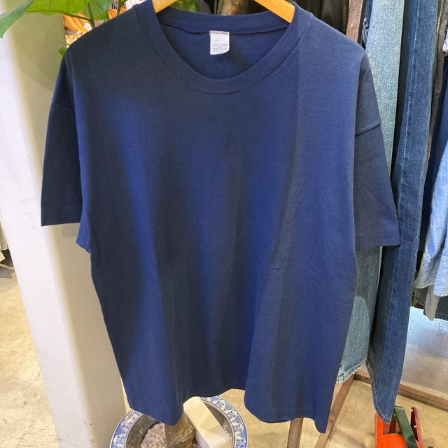 Ⓝ 1970'S OLD MADE IN USA SOLID TEE NAVY