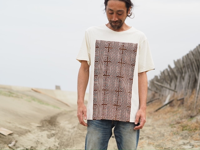 Hemp×Organic cotton T-shirt 【蛇結び文様】