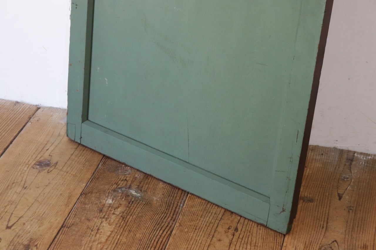 レトロ 建具 扉 引き戸 ドア ペイント 緑 グリーン 花柄 木製