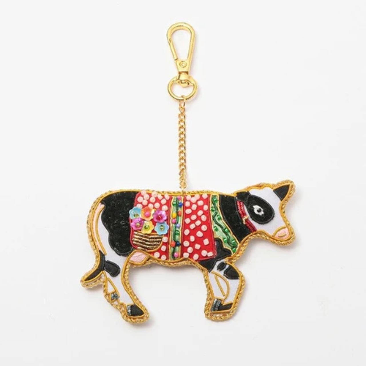 【COTTAGE】ザリ刺繍 アニマル バッグチャーム／キーホルダー｜パンダ・ウサギ・スワン・ウシ