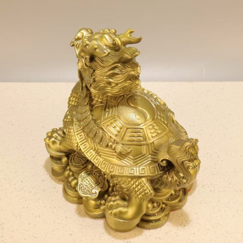 龍亀 置物 ロングイ 龍龜 風水 八卦 龍頭亀 金運 開運 銅製 神獣 貔貅