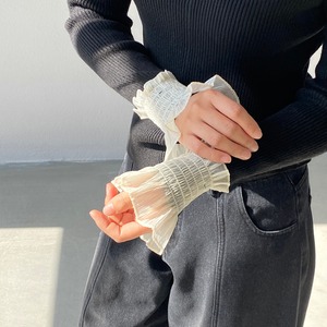 cutout-sleeve lace rib knit　J00344