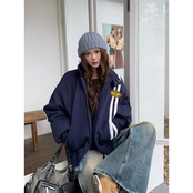 【暖かさUP】ストライプスタンドカラー 中綿ジャケット T1964